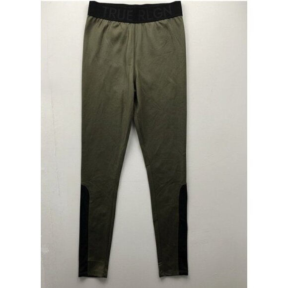 True Religion Green Mesh Logo Waistband Leggings Sz S NWT Fall Winter Casual - Picture 3 of 5
